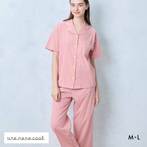 ウンナナクール 綿100％ 40ハイゲージ天竺半袖パジャマ MADE WITH LIBERTY FABRIC ルームウェア パジャマ 上下セット une nana cool