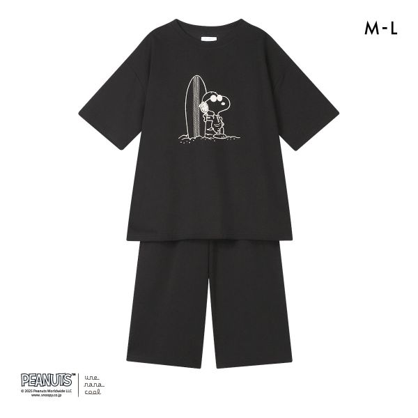 ウンナナクール 綿混 PEANUTS × une nana cool リヨセルハイゲージウラケパジャマ ルームウェア スヌーピー 上下セット 長袖 レディース une nana cool