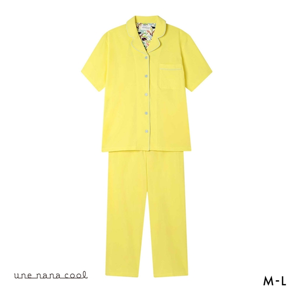ウンナナクール 綿100％ 70/2 天竺 半袖開襟パジャマ MADE WITH LIBERTY FABRIC ルームウェア パジャマ 上下セット une nana cool
