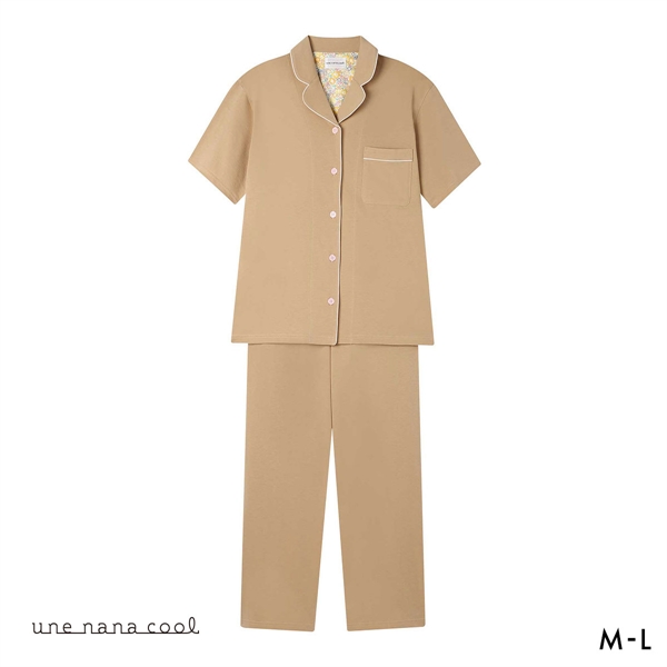 ウンナナクール 綿100％ 70/2 天竺 半袖開襟パジャマ MADE WITH LIBERTY FABRIC ルームウェア パジャマ 上下セット une nana cool