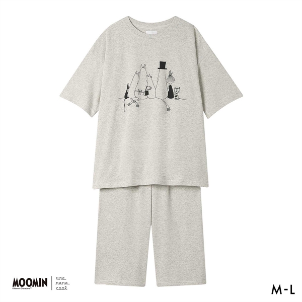 ウンナナクール MOOMIN × une nana cool 綿100％ やわらかガーゼ裏毛半袖パジャマ ルームウェア パジャマ 上下セット 半袖 レディース
