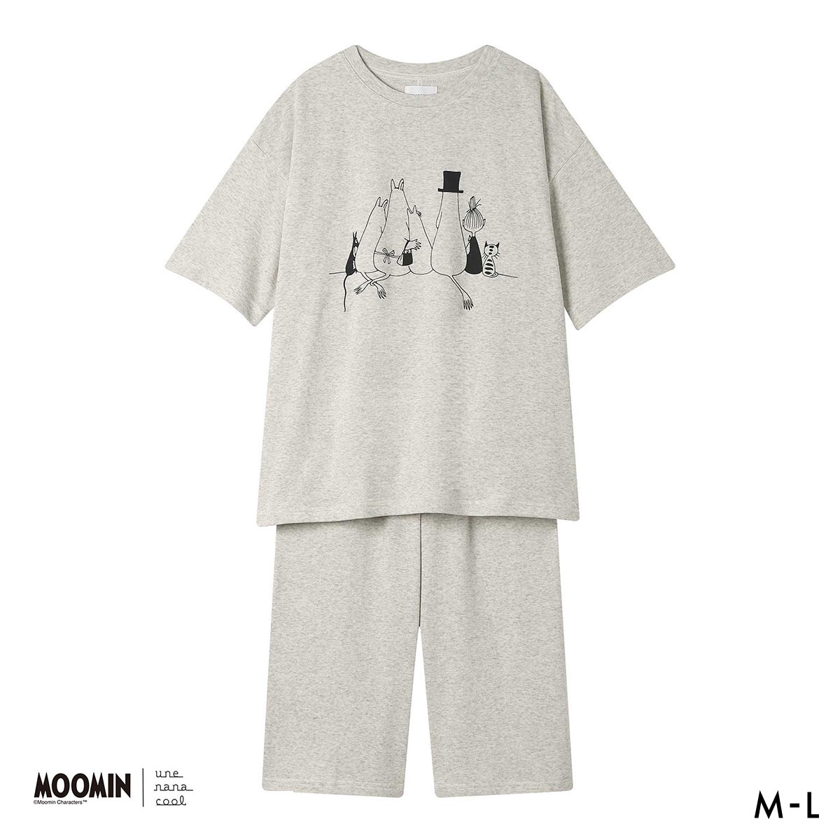 ウンナナクール MOOMIN × une nana cool 綿100％ やわらかガーゼ裏毛半袖パジャマ ルームウェア パジャマ 上下セット 半袖 レディース(IV-アイボリー-M)
