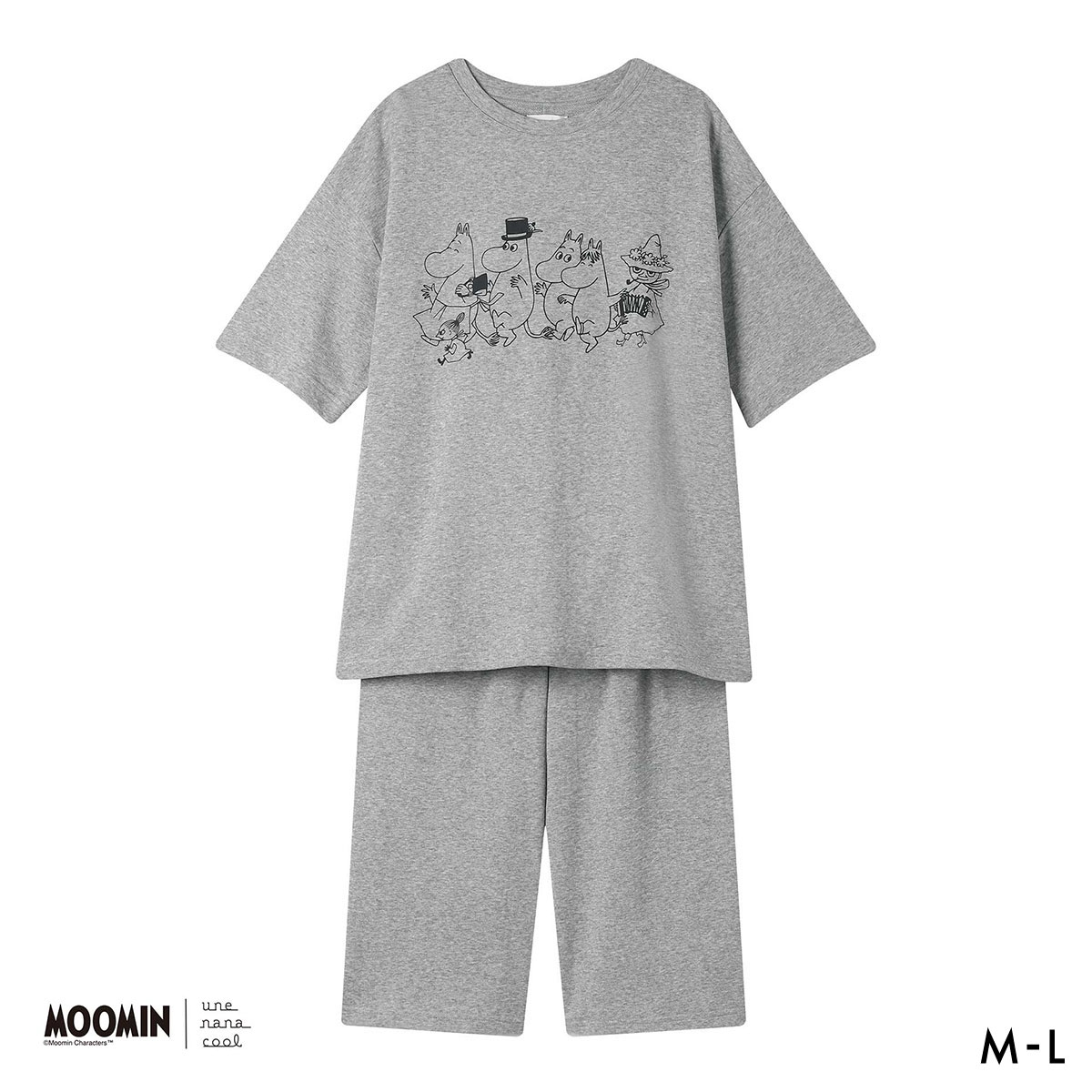 ウンナナクール MOOMIN × une nana cool 綿100％ やわらかガーゼ裏毛半袖パジャマ ルームウェア パジャマ 上下セット 半袖 レディース