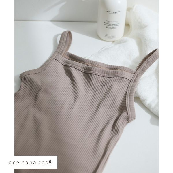 ウンナナクール une nana cool 綿100％生地使用 リブ編みコットン キャミソール インナー