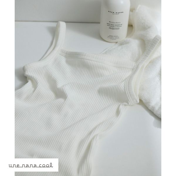 ウンナナクール une nana cool 綿100％生地使用 リブ編みコットン キャミソール インナー