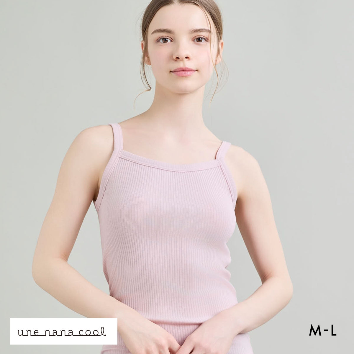 ウンナナクール une nana cool 綿100％生地使用 リブ編みコットン キャミソール インナー(PI-ピンク-M)