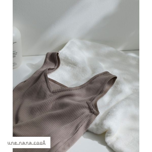 ウンナナクール une nana cool 綿100％生地使用 リブ編みコットン タンクトップ インナー
