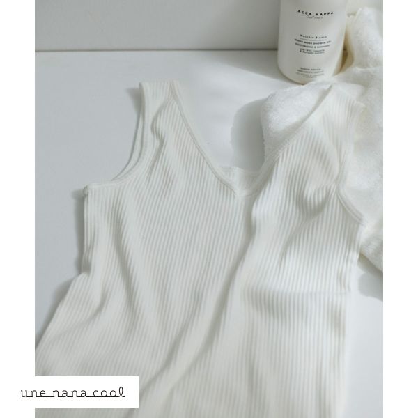 ウンナナクール une nana cool 綿100％生地使用 リブ編みコットン タンクトップ インナー