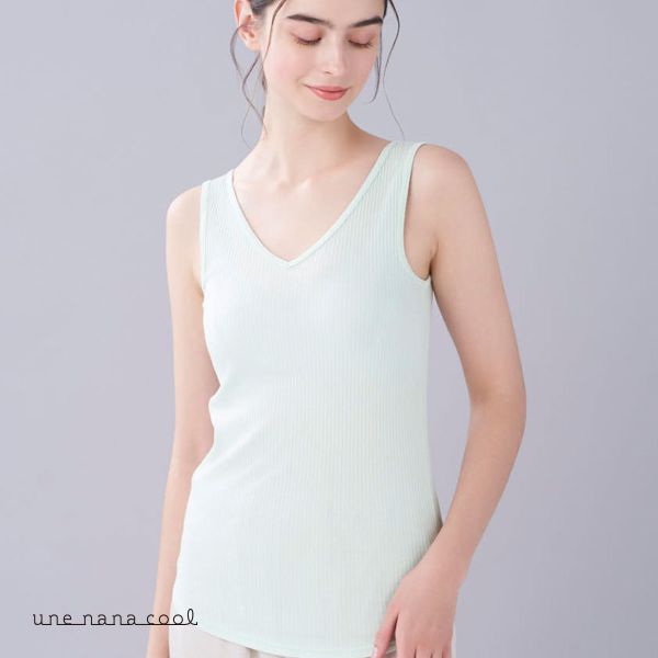 ウンナナクール une nana cool 綿100％生地使用 リブ編みコットン タンクトップ インナー