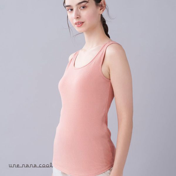 ウンナナクール une nana cool 綿100％生地使用 リブ編みコットン タンクトップ インナー