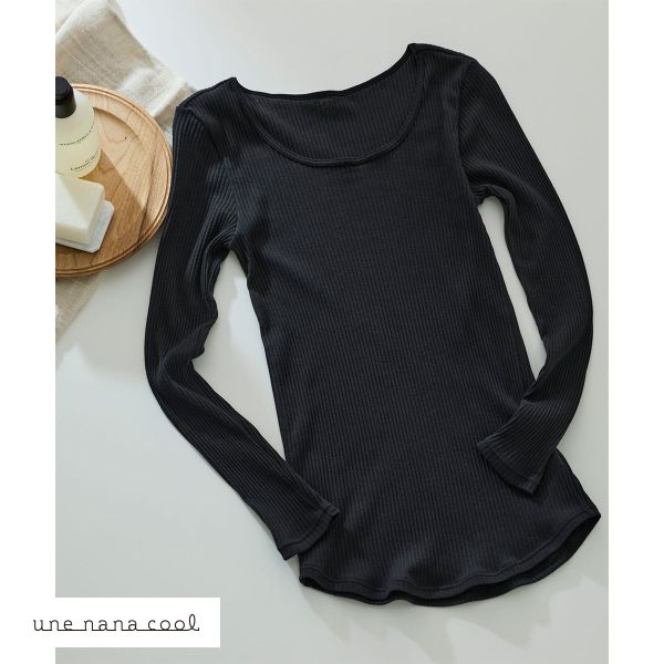 ウンナナクール une nana cool 綿100％生地使用 リブ編みコットン 長袖 トップス インナー