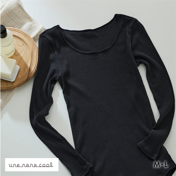 ウンナナクール une nana cool 綿100％生地使用 リブ編みコットン 長袖 トップス インナー