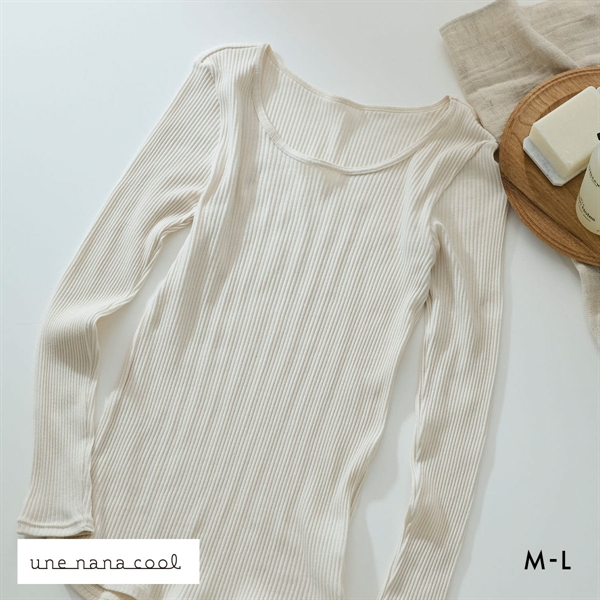 ウンナナクール une nana cool 綿100％生地使用 リブ編みコットン 長袖 トップス インナー