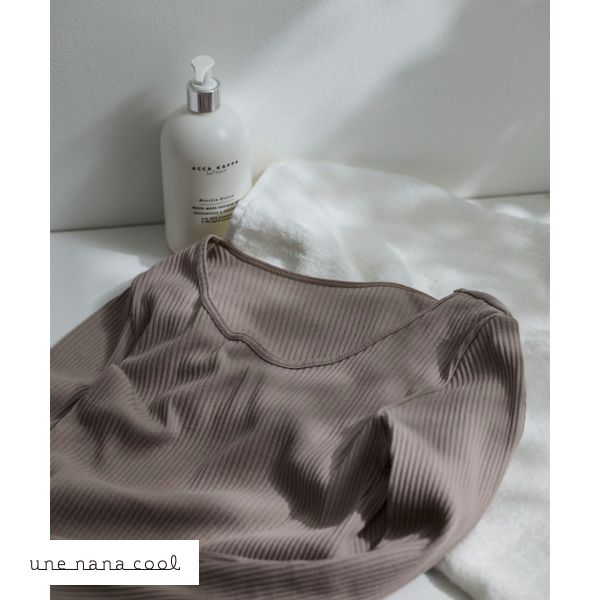 ウンナナクール une nana cool 綿100％生地使用 リブ編みコットン 長袖 トップス インナー
