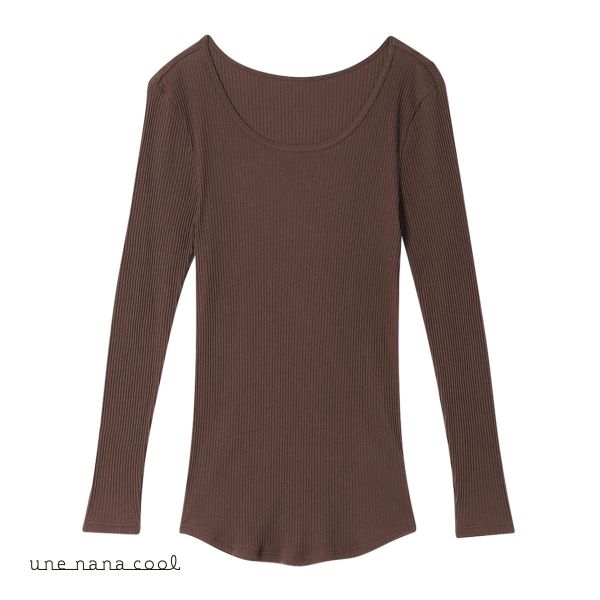 ウンナナクール une nana cool 綿100％生地使用 リブ編みコットン 長袖 トップス インナー