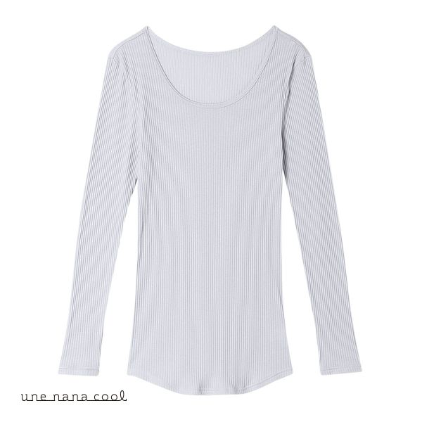 ウンナナクール une nana cool 綿100％生地使用 リブ編みコットン 長袖 トップス インナー