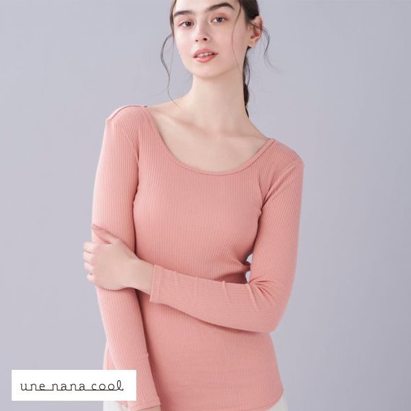 ウンナナクール une nana cool 綿100％生地使用 リブ編みコットン 長袖 トップス インナー