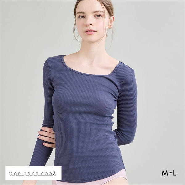 ウンナナクール une nana cool 綿100％生地使用 リブ編みコットン 長袖 トップス インナー