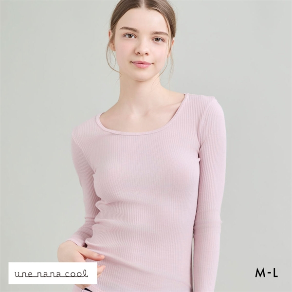 ウンナナクール une nana cool 綿100％生地使用 リブ編みコットン 長袖 トップス インナー