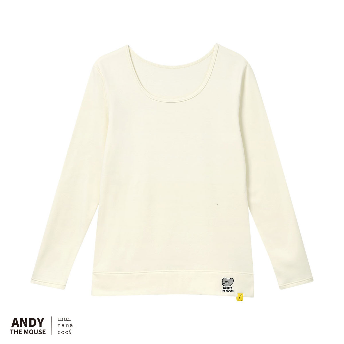 ウンナナクール une nana cool MADE WITH ねずみのANDY 裏起毛あったかシャツ 長袖 トップス インナー(IV-アイボリー-M)
