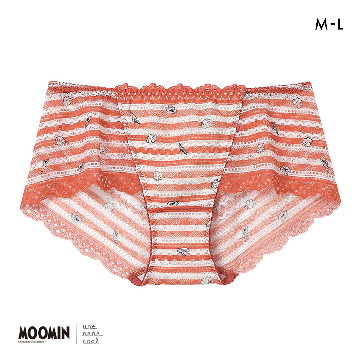 ウンナナクール MOOMIN × une nana cool 364 レース 総レースショーツ スタンダード ムーミン ショーツ(RE-レッド-M)