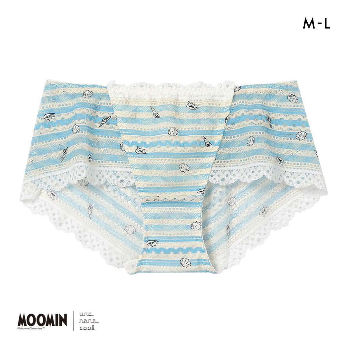ウンナナクール MOOMIN × une nana cool 364 レース 総レースショーツ スタンダード ムーミン ショーツ(SX-サックス-M)