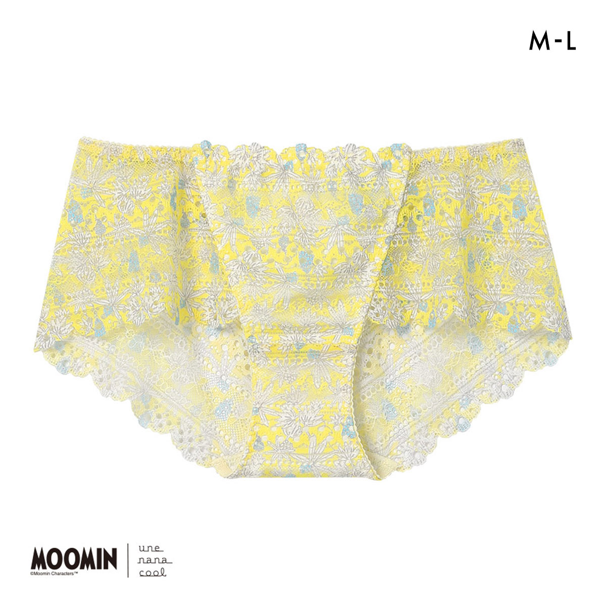 ウンナナクール MOOMIN × une nana cool 364 レース 総レースショーツ スタンダード ムーミン ショーツ(YE-イエロー-M)