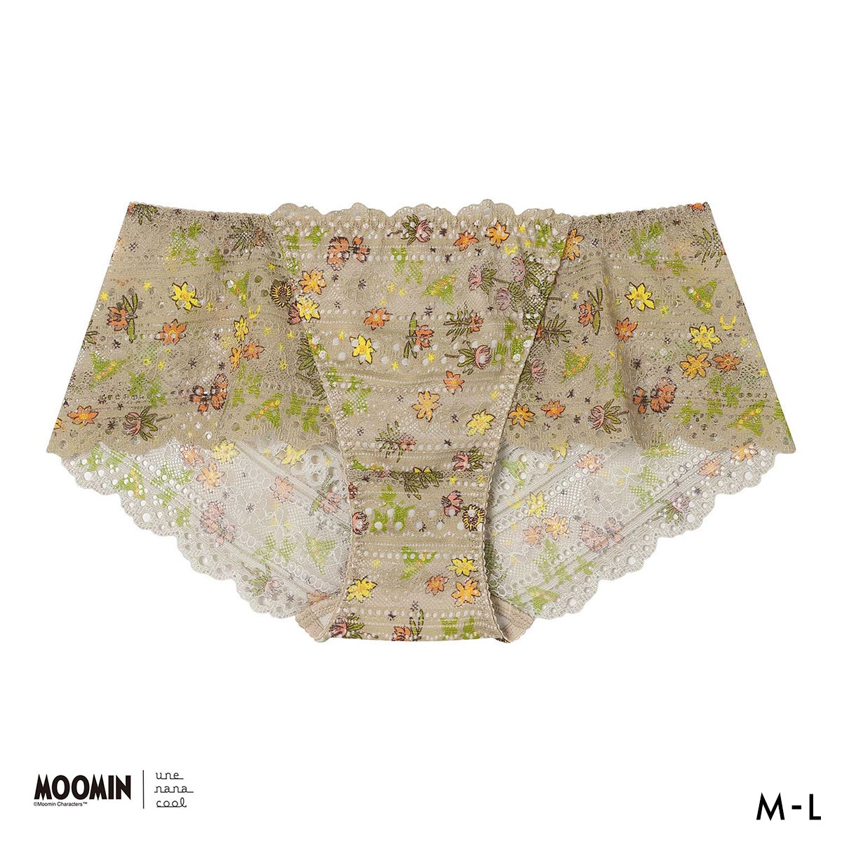 ウンナナクール MOOMIN × une nana cool 364 レース リニューアル 総レースショーツ スタンダード ムーミン ショーツ(LBR-薄ブラウン-M)