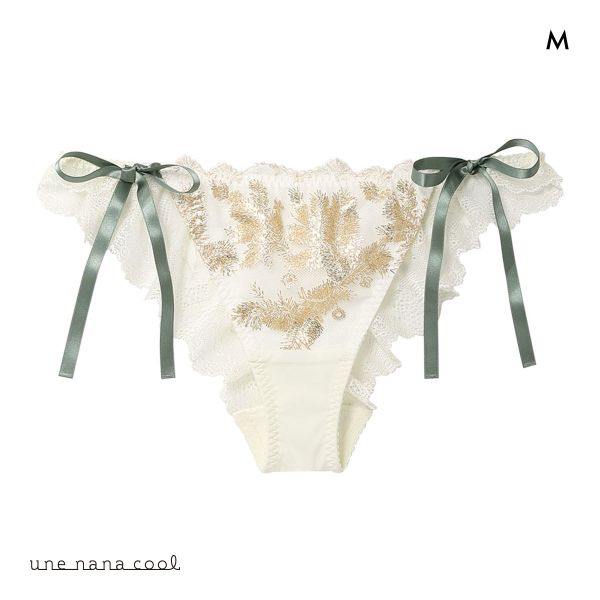 ウンナナクール 箔プリントレースがキラキラ リボンソング Tバックショーツ ソング バックレース une nana cool