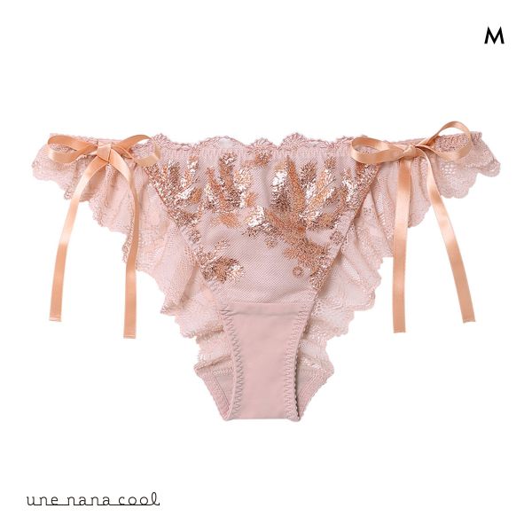 ウンナナクール 箔プリントレースがキラキラ リボンソング Tバックショーツ ソング バックレース une nana cool