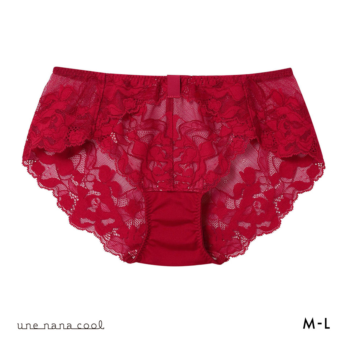 ウンナナクール リボンブラレース バックレース ショーツ une nana cool(RE-レッド-M)