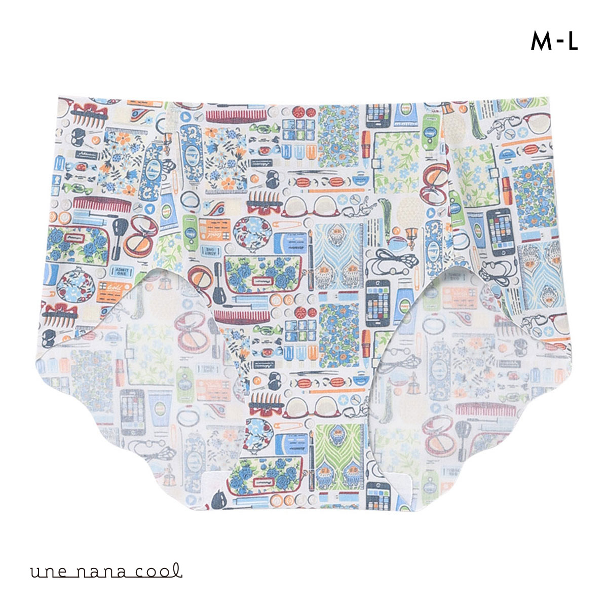 ウンナナクール MADE WITH LIBERTY FABRIC 綿混 フラット仕上げ ショーツ une nana cool(DBU-濃ブルー-M)