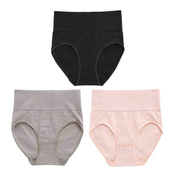 綿混 3枚セット すっぽりショーツ スタンダード 一体成型 深め ハイウエスト 大きいサイズ ゆったり Ｍ Ｌ LL