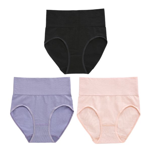 綿混 3枚セット すっぽりショーツ スタンダード 一体成型 深め ハイウエスト 大きいサイズ ゆったり Ｍ Ｌ LL