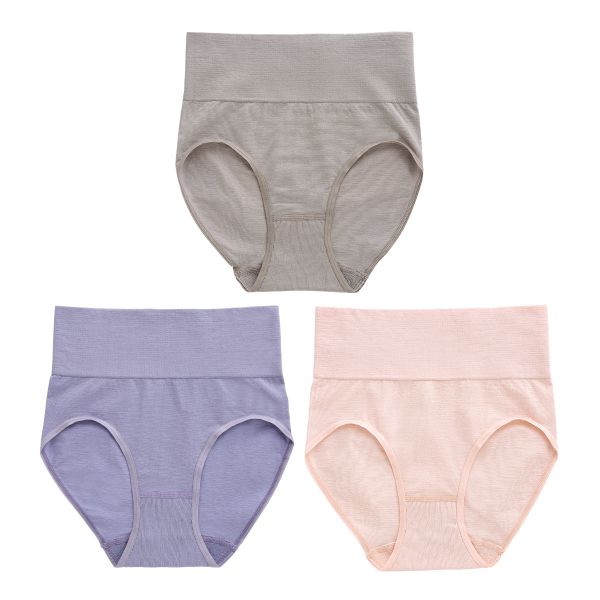 綿混 3枚セット すっぽりショーツ スタンダード 一体成型 深め ハイウエスト 大きいサイズ ゆったり Ｍ Ｌ LL