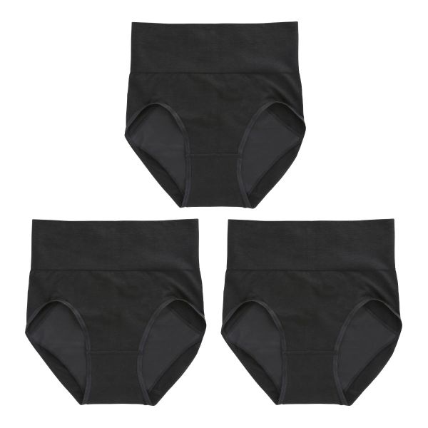綿混 3枚セット すっぽりショーツ サニタリー 一体成型 夜 多い日 羽根つきナプキン対応 深め ハイウエスト Ｍ Ｌ LL