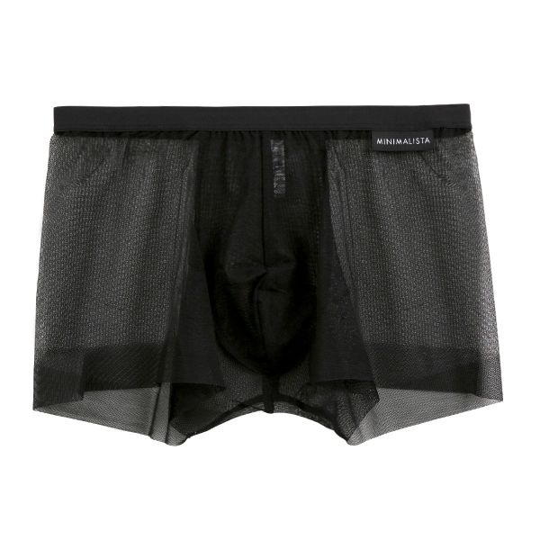 MINIMALISTA HOMME ムレないボクサーパンツ 前閉じ メンズ M L LL 涼しい 超極薄 メッシュ ミニマリスタ オム フロリナヴォーテ(BK-ブラック-M)