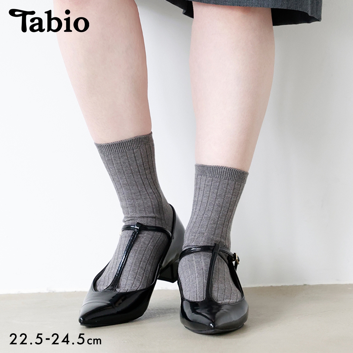タビオ Tabio 薄手6×2リブショートソックス 靴下 定番 レディース 日本製(GY-グレー-22.5-24.5cm)