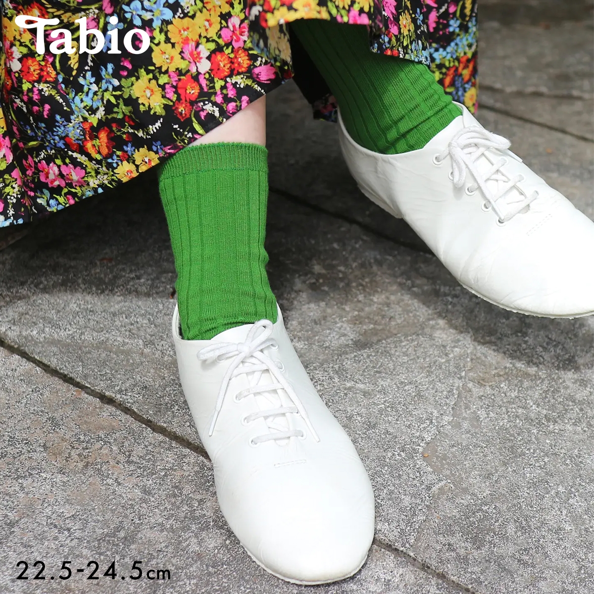 タビオ Tabio 薄手6×2リブショートソックス 靴下 定番 レディース 日本製(GR-グリーン-22.5-24.5cm)
