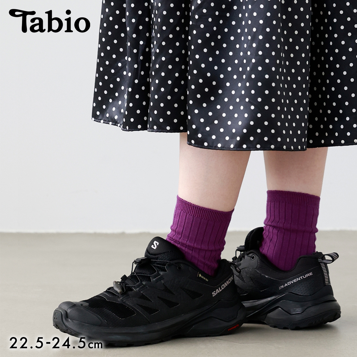 タビオ Tabio 薄手6×2リブショートソックス 靴下 定番 レディース 日本製(PU-パープル-22.5-24.5cm)
