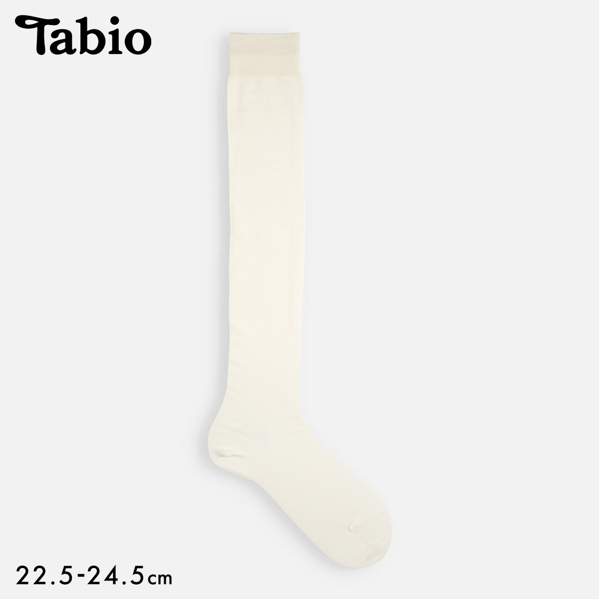 タビオ 綿混薄手無地ニーハイソックス 靴下 レングスフリー レディース 日本製 22.5-24.5cm Tabio(OW-オフホワイト-22.5-24.5cm)