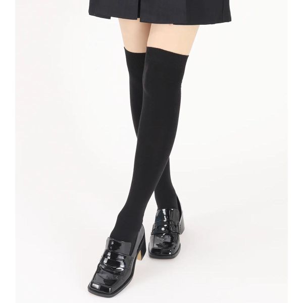 タビオ Tabio 無地ニーハイソックス 綿混 靴下 ひざ上丈 レディース 日本製 22.5-24.5cm