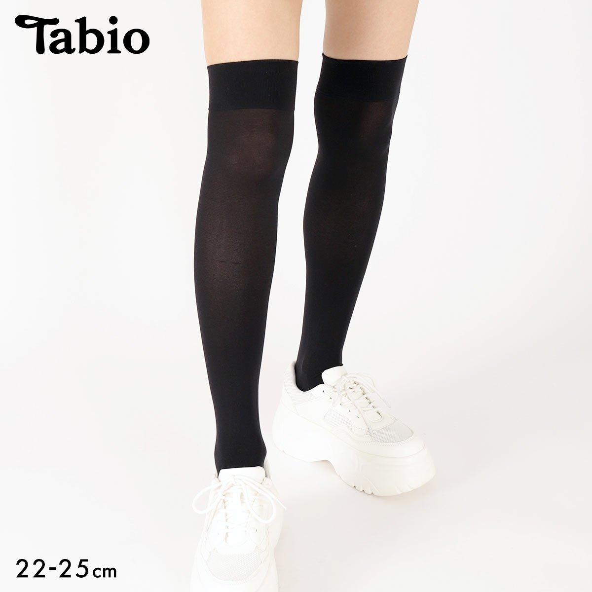 タビオ 【うっすら透け感】70デニールオーバーニーソックス 靴下 ひざ上丈 レディース 22.0-25.0cm 日本製 Tabio(BK-ブラック-22.0-25.0cm)