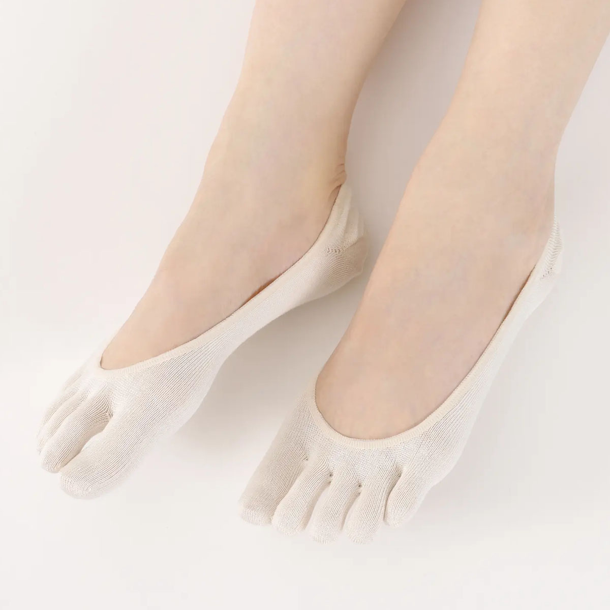 タビオ Tabio LEG LABO シルクの5本指カバーソックス シルク混 靴下 レディース 日本製 22.5-24.5cm(OW-オフホワイト-22.5-24.5cm)