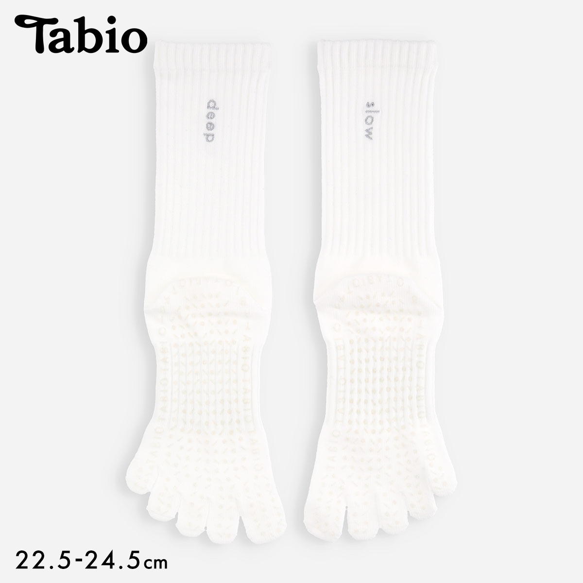 タビオ 【快脚Labo】 フィットネス 刺繍リブ風アーチゴム五本指ハイカット ソックス 靴下 スポーツ レディース 日本製 Tabio(OW-オフホワイト-22.5-24.5cm)