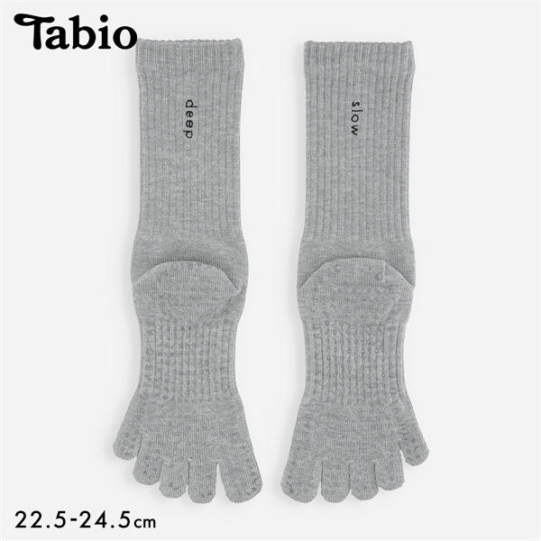 タビオ 【快脚Labo】 フィットネス 刺繍リブ風アーチゴム五本指ハイカット ソックス 靴下 スポーツ レディース 日本製 Tabio