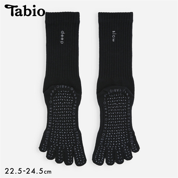 タビオ 【快脚Labo】 フィットネス 刺繍リブ風アーチゴム五本指ハイカット ソックス 靴下 スポーツ レディース 日本製 Tabio