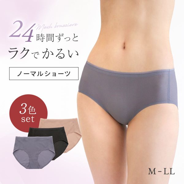 【3色セット】メッシュショーツ ノーマル スタンダード レギュラー 春夏 猛暑 暑さ対策 ムレない Ｍ Ｌ LL