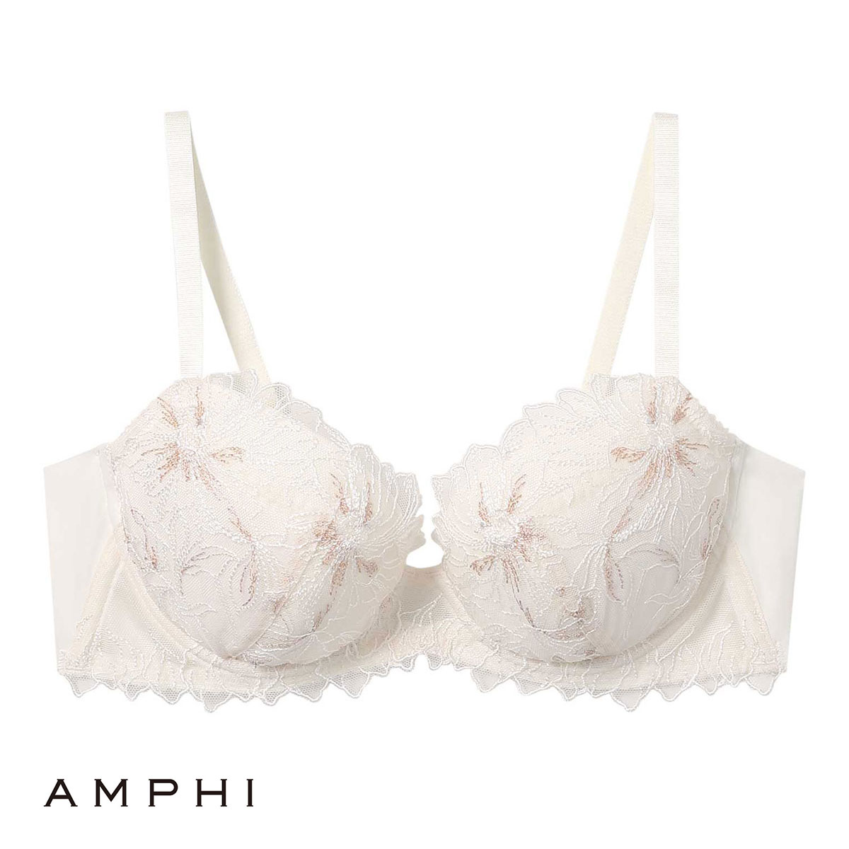 アンフィ AMPHI 長時間、バストをしっかりホールド ホールドデイブラ Hold Day Bra ブラジャー 3/4カップ EF 脇高 WEB限定 単品(IV-アイボリー-E65)