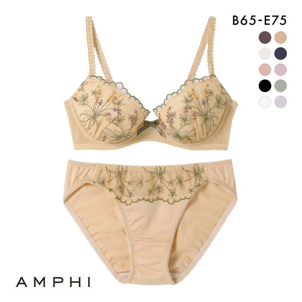 アンフィ AMPHI ブラ＆ショーツセット まる胸メイク 小花レース ABCDE